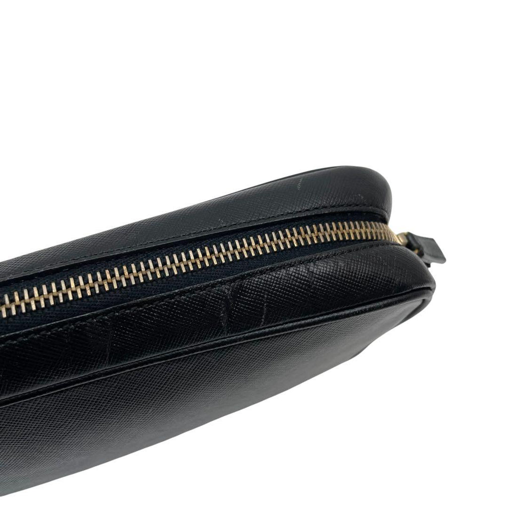 Prada Logo Saffiano Leather Shoulder Bag Black — view 7