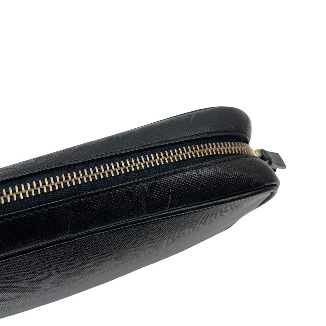Prada Logo Saffiano Leather Shoulder Bag Black — view 7