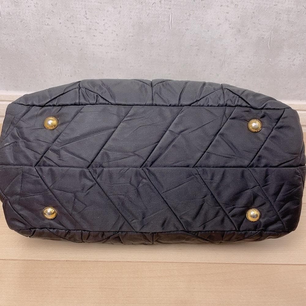 Prada Quilted 2-Way Handbag Black Logo Tessuto — view 5