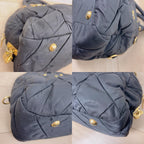 Prada Quilted 2-Way Handbag Black Logo Tessuto — view 6