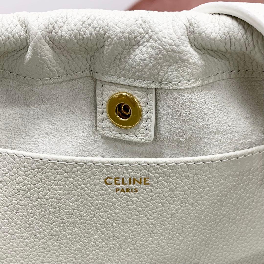 Celine Cabas Drawstring Cuile Triomphe Leather Shoulder Bag — view 7