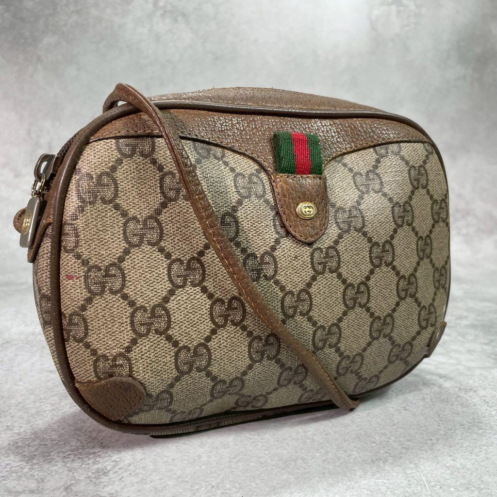 Gucci GG Sherry Line Shoulder Bag Brown Leather