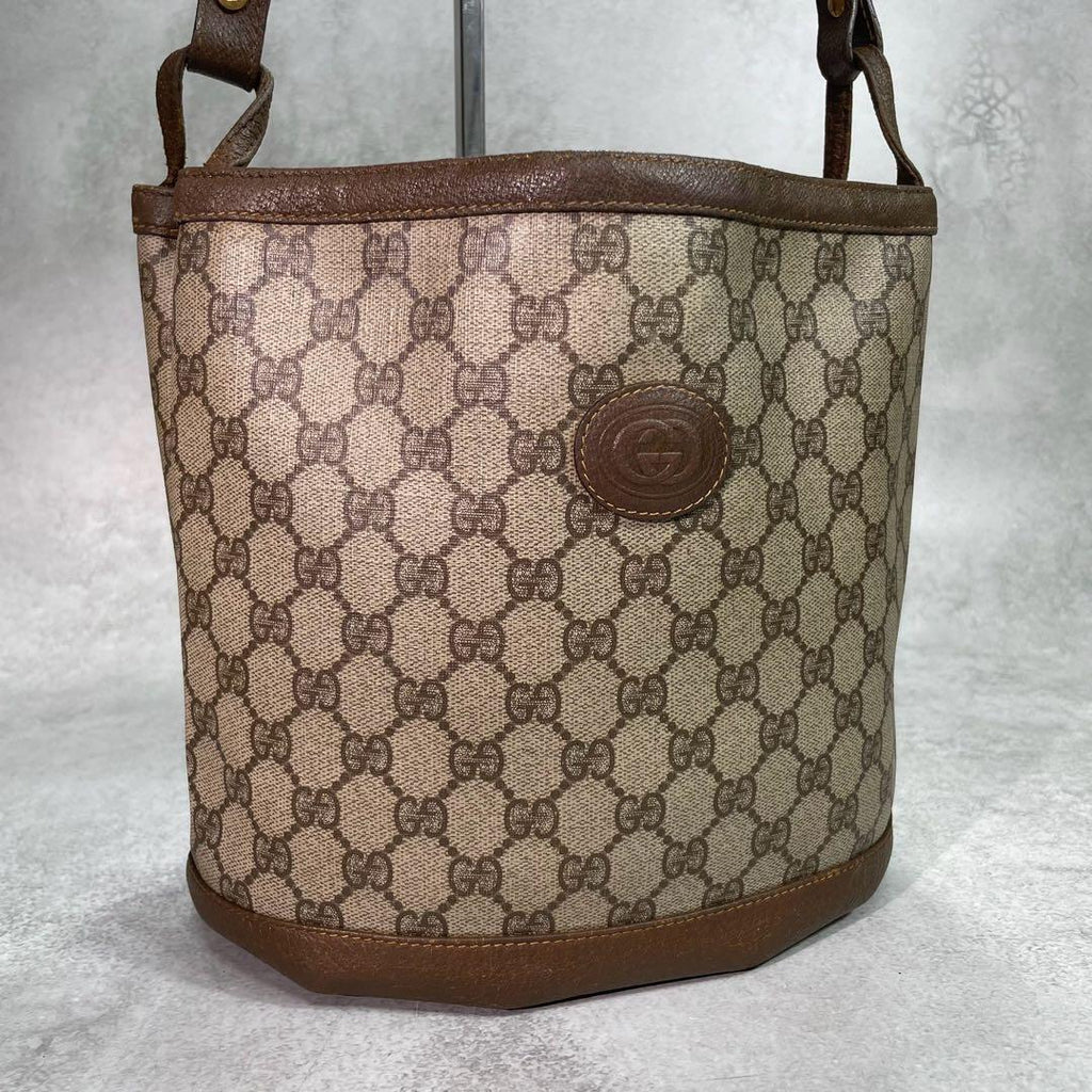 Gucci GG Shoulder Bag Brown Beige Leather Logo