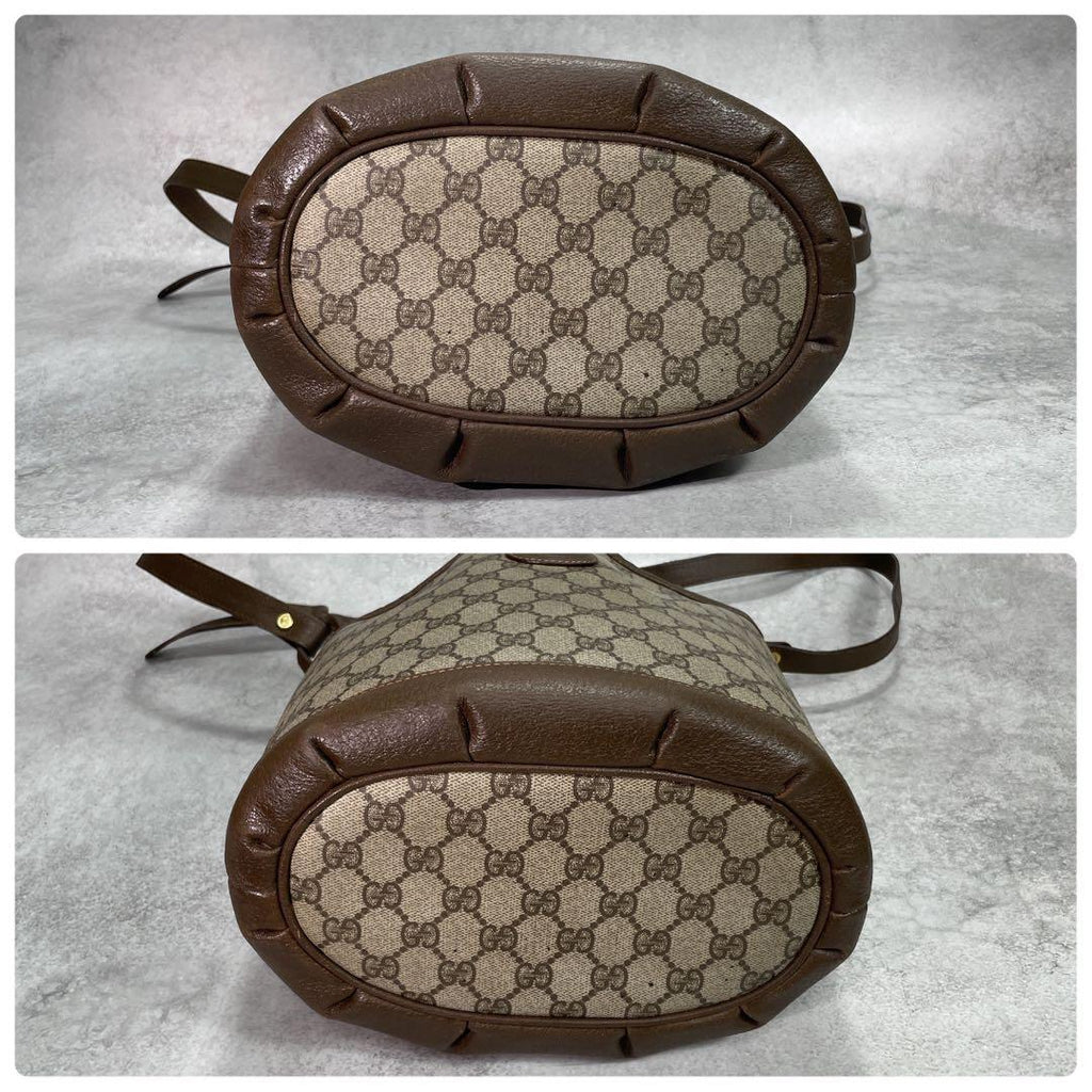 Gucci GG Shoulder Bag Brown Beige Leather Logo — view 8