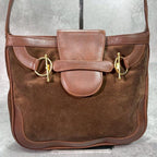 Gucci Shoulder Bag Horsebit Suede Brown Leather — view 2