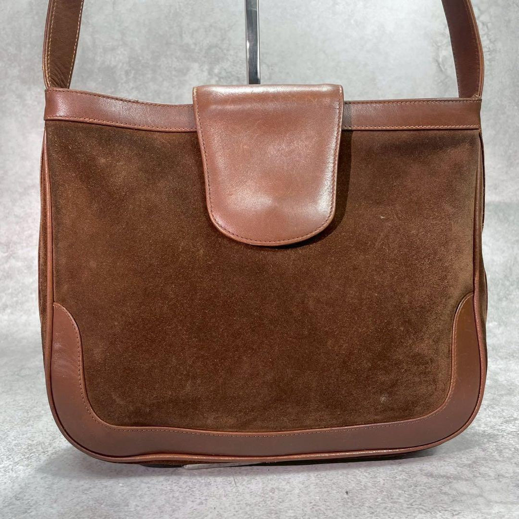 Gucci Shoulder Bag Horsebit Suede Brown Leather — view 3