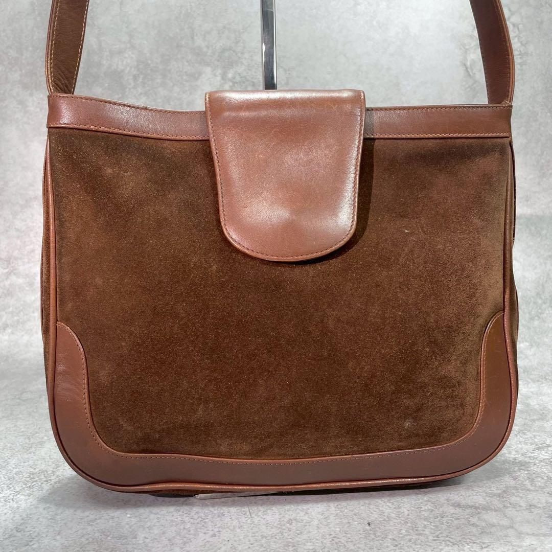 Gucci Shoulder Bag Horsebit Suede Brown Leather — view 3