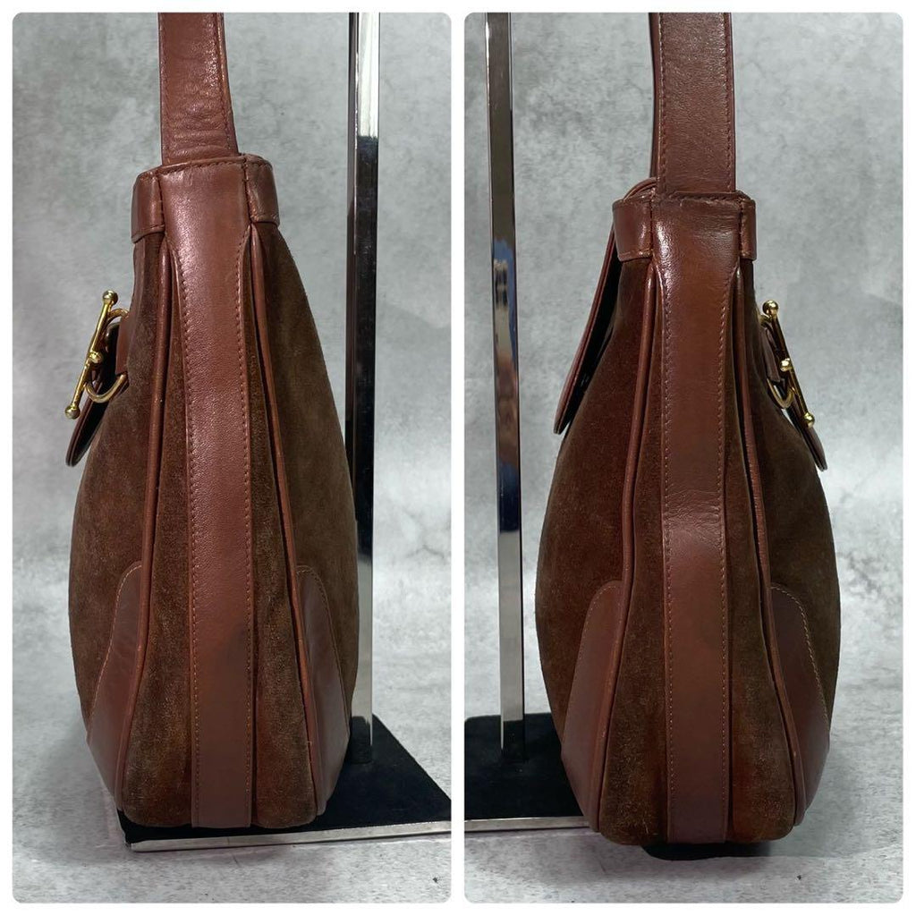 Gucci Shoulder Bag Horsebit Suede Brown Leather — view 8