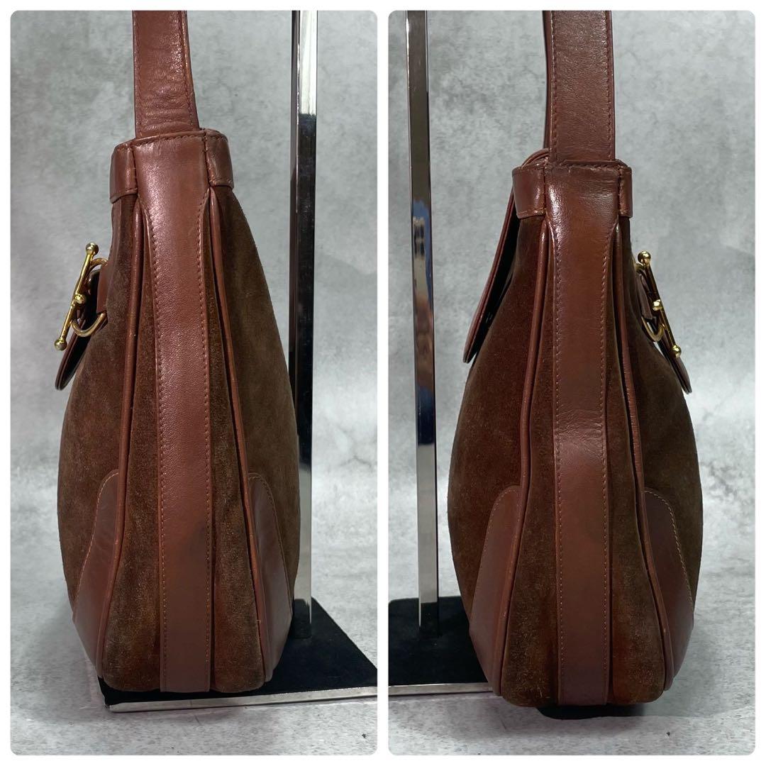 Gucci Shoulder Bag Horsebit Suede Brown Leather — view 8