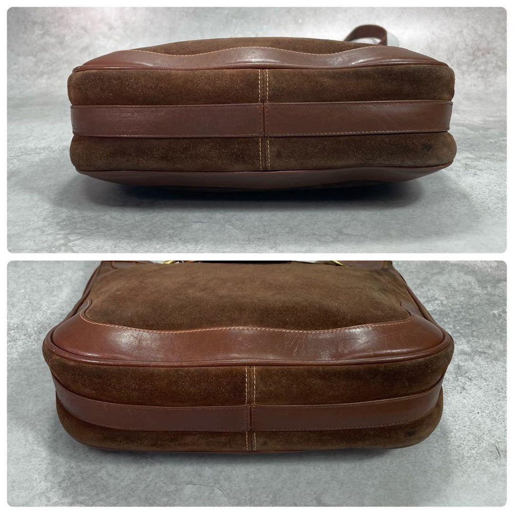 Gucci Shoulder Bag Horsebit Suede Brown Leather — view 9