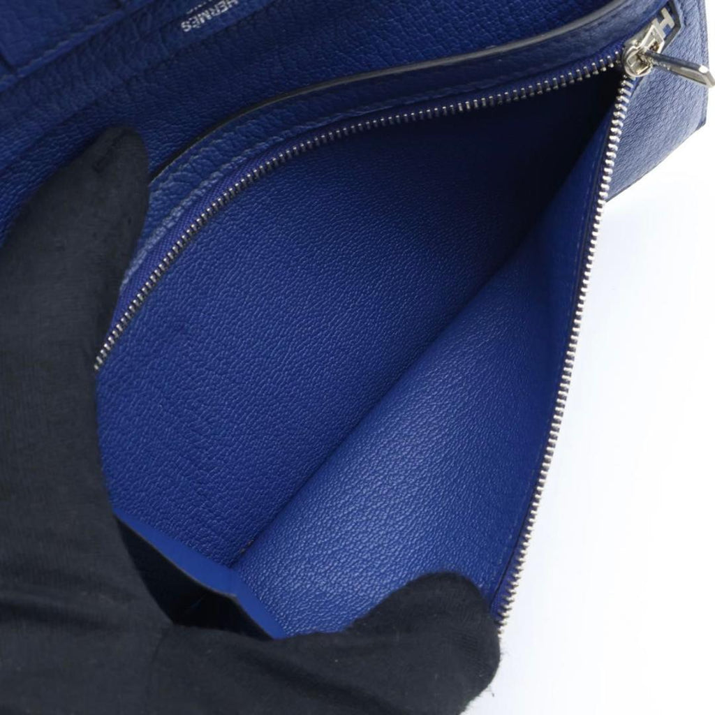 Hermes Bearn Souffle Verso Wallet Chevre Blue — view 5