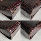 Saint Laurent Croco Embossed Handbag Brown — view 7