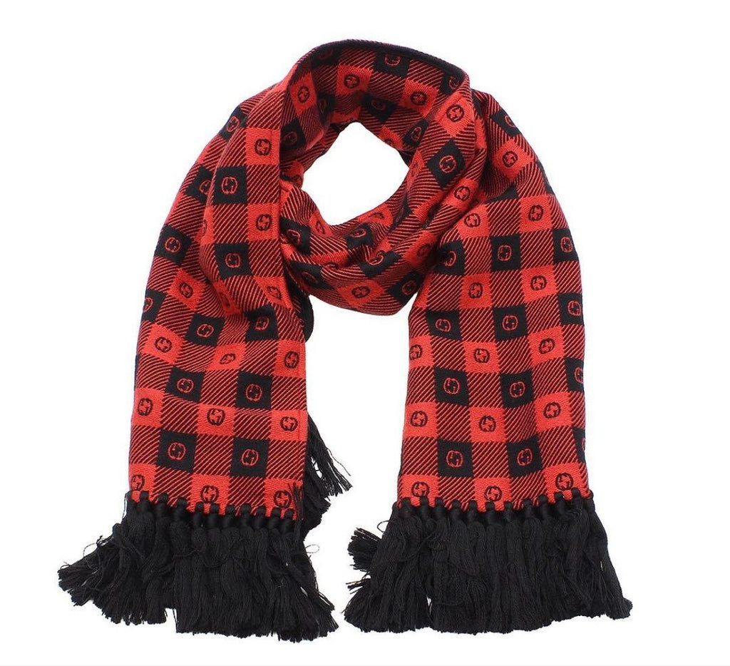 Gucci GG Plaid Wool Cotton Scarf — view 2