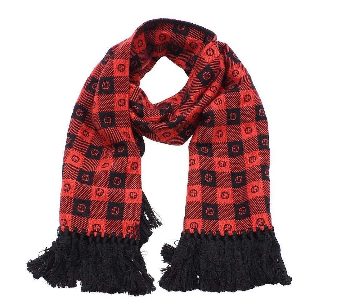 Gucci GG Plaid Wool Cotton Scarf — view 2