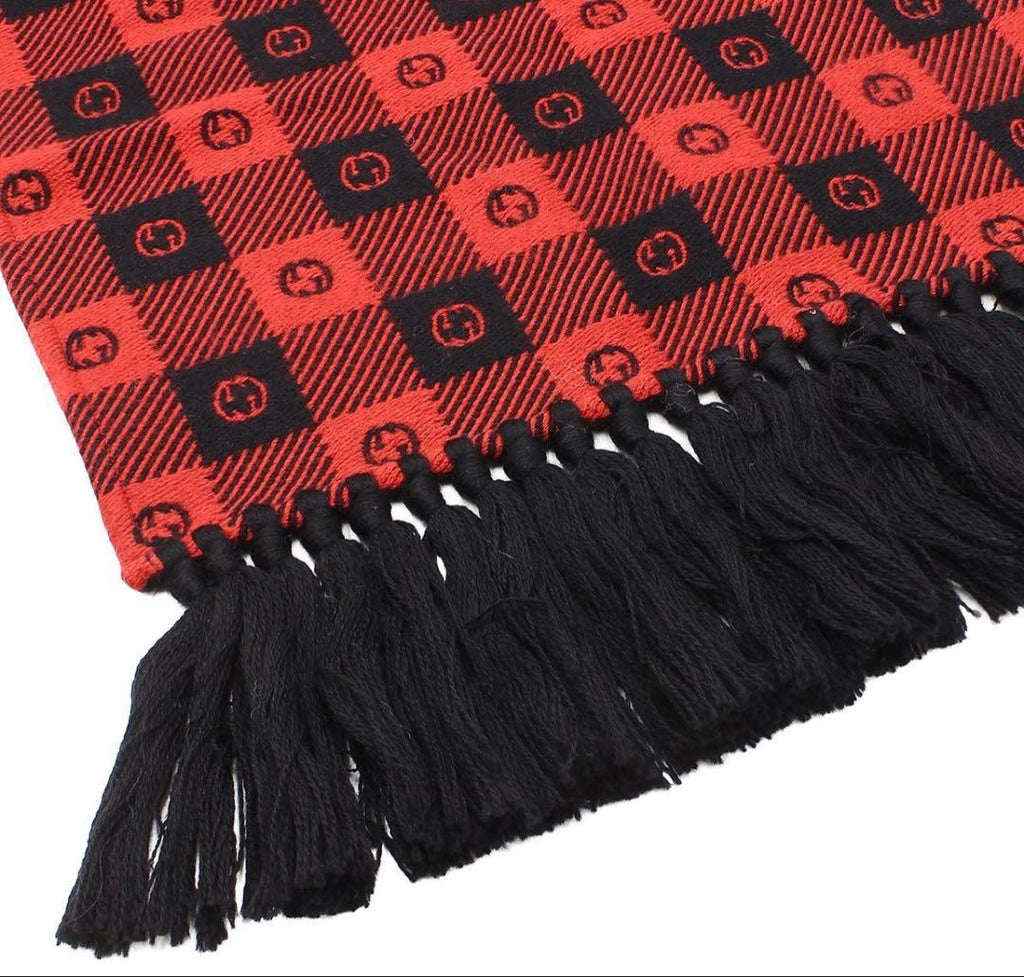 Gucci GG Plaid Wool Cotton Scarf — view 3