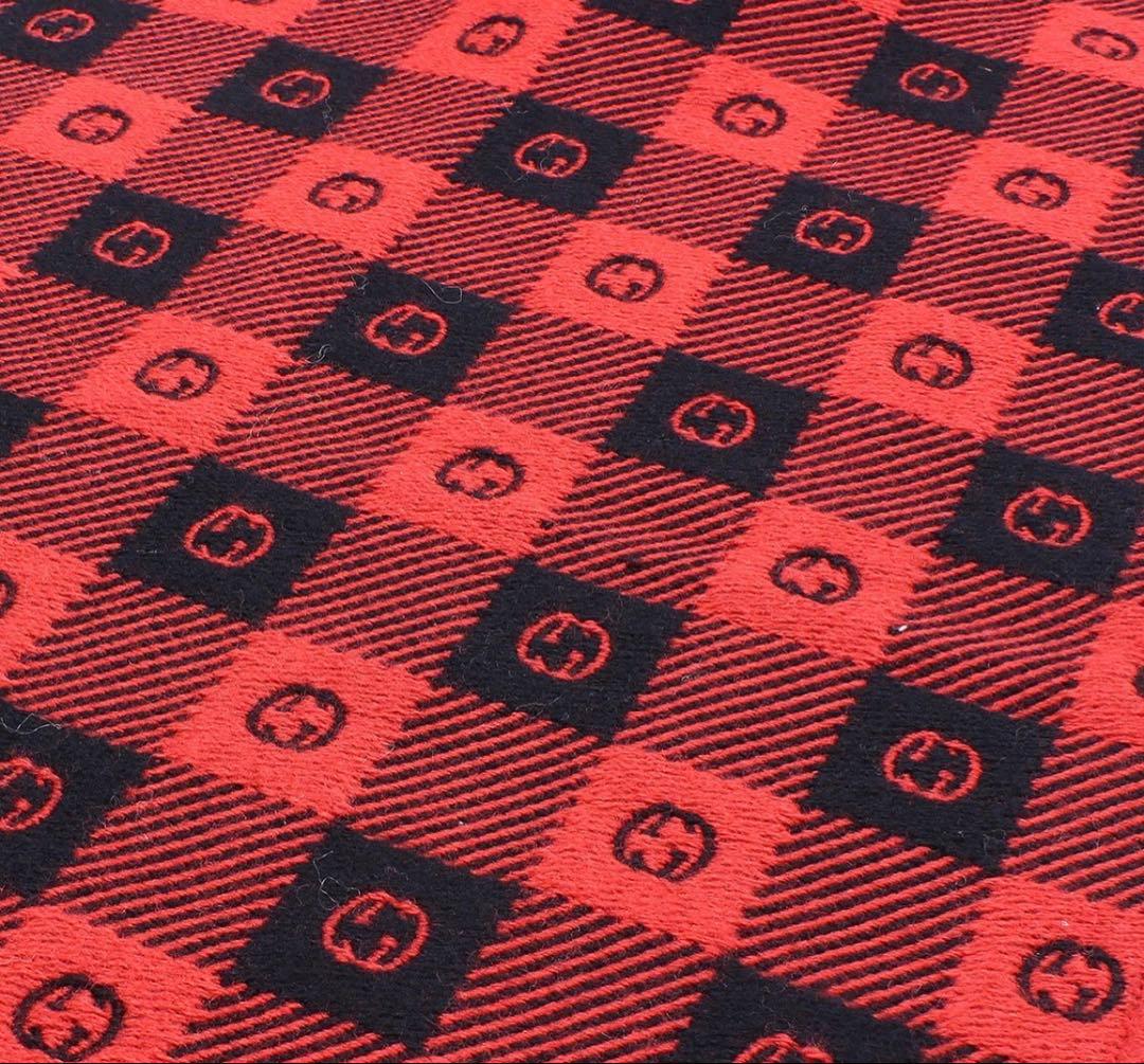 Gucci GG Plaid Wool Cotton Scarf — view 4
