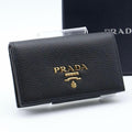 Prada Card Case Metal Logo Black Business Holder