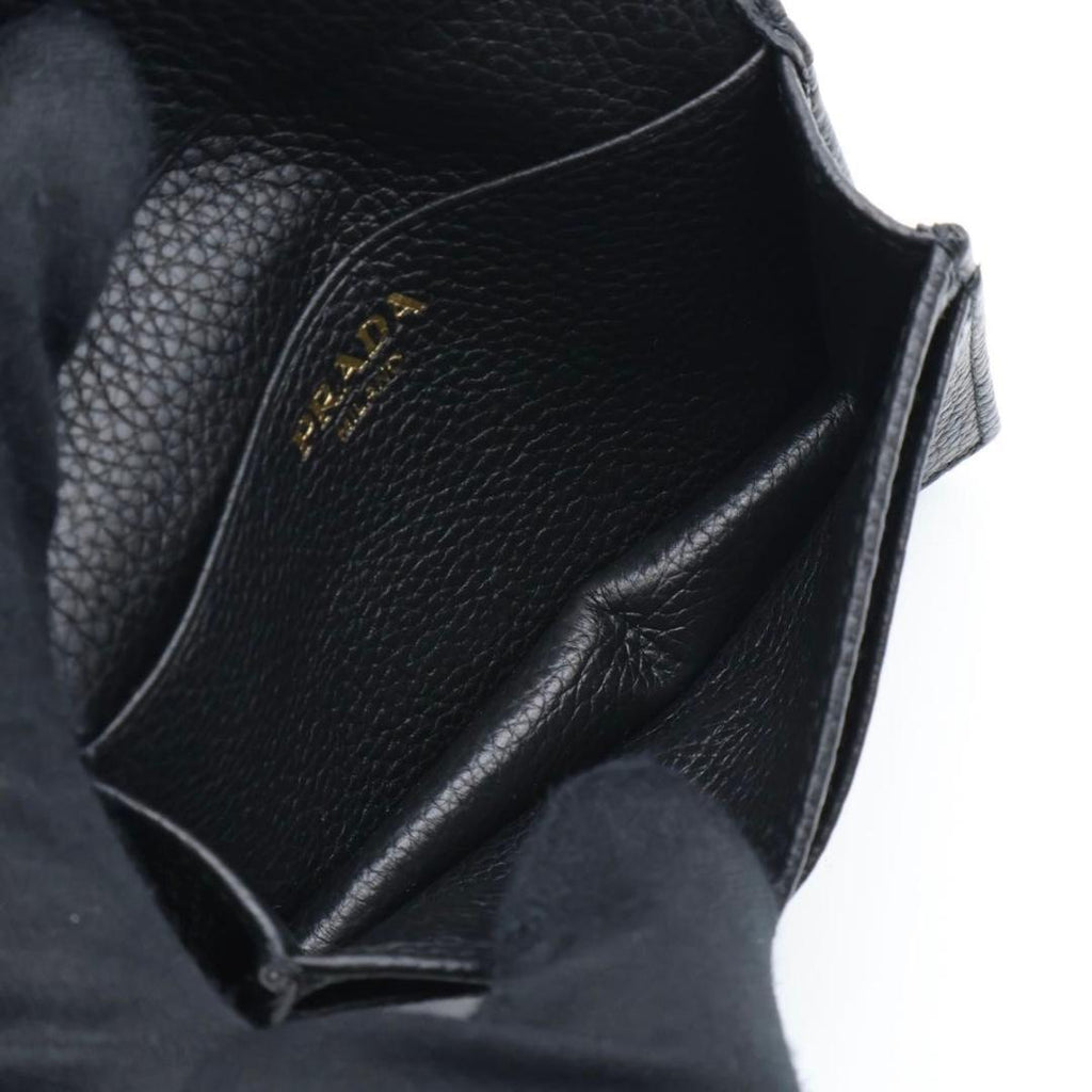 Prada Card Case Metal Logo Black Business Holder — view 4