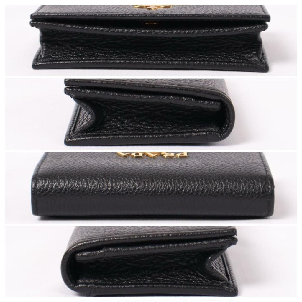 Prada Card Case Metal Logo Black Business Holder — view 9