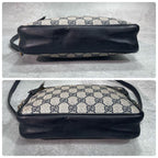 Gucci GG Shoulder Bag Navy Beige Leather Logo — view 8