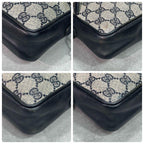 Gucci GG Shoulder Bag Navy Beige Leather Logo — view 9