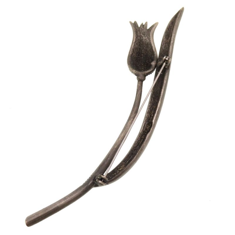 Christian Dior Tulip Silver Stone Brooch Accessory 0162 — view 3