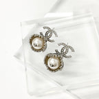 Chanel Coco Mark Rhinestone Pearl Flower Silver — view 3