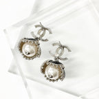 Chanel Coco Mark Rhinestone Pearl Flower Silver — view 4