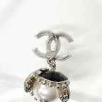 Chanel Coco Mark Rhinestone Pearl Flower Silver — view 6