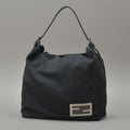 Fendi Handbag Jersey Black Silver