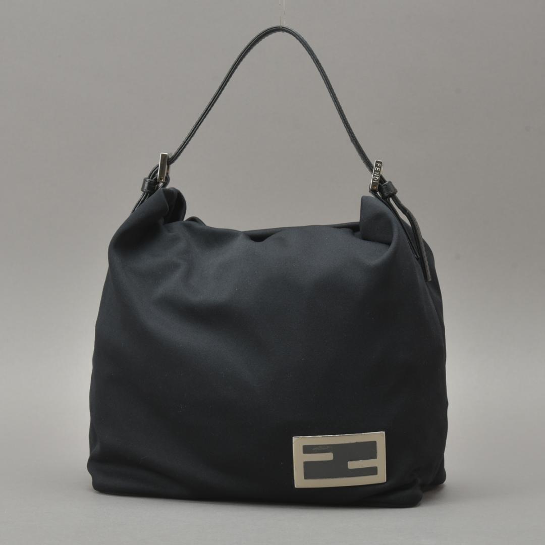 Fendi Handbag Jersey Black Silver