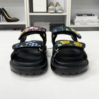 Dior Dio le Act Floral Pattern Embroidered Velcro Sandals — view 4