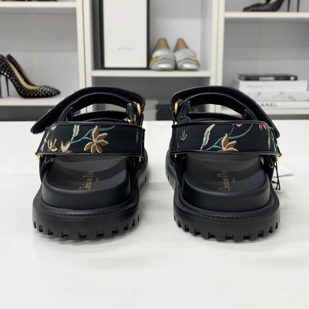 Dior Dio le Act Floral Pattern Embroidered Velcro Sandals — view 6