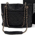 Chanel Quilted Tote Bag Chain Lambskin Black
