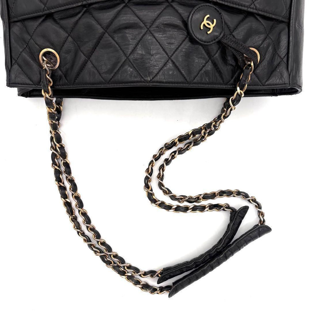 Chanel Quilted Tote Bag Chain Lambskin Black — view 5