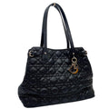 Dior Cannage Panarea Canvas Leather Tote Bag Black