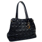 Dior Cannage Panarea Canvas Leather Tote Bag Black