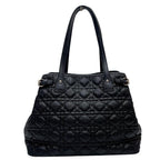 Dior Cannage Panarea Canvas Leather Tote Bag Black — view 3