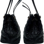 Dior Cannage Panarea Canvas Leather Tote Bag Black — view 4