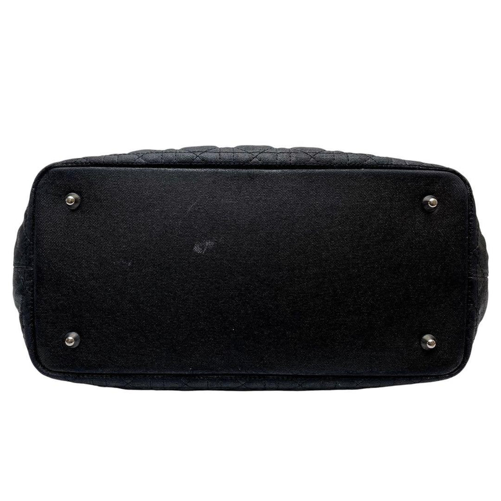 Dior Cannage Panarea Canvas Leather Tote Bag Black — view 5
