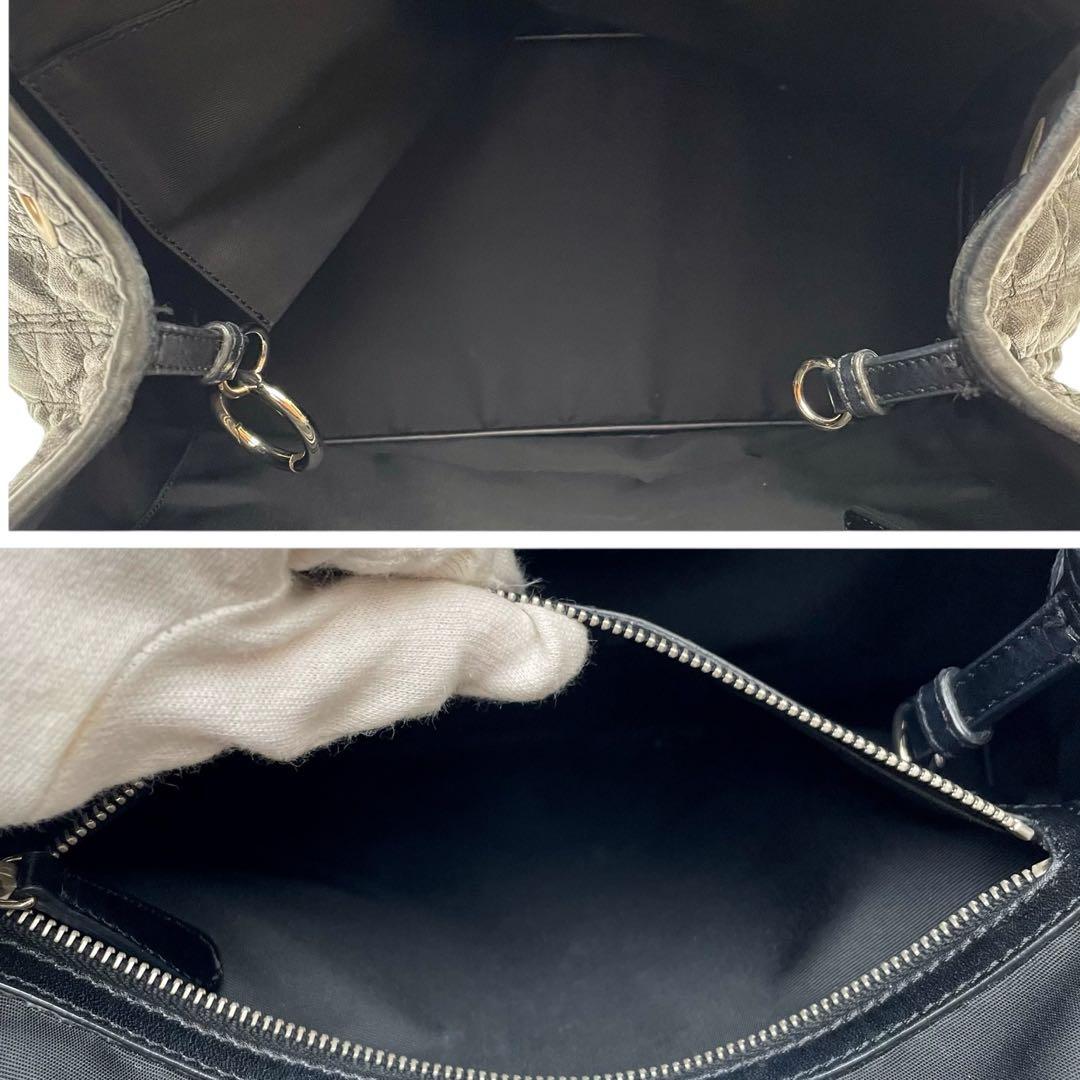 Dior Cannage Panarea Canvas Leather Tote Bag Black — view 8