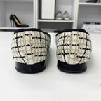 Chanel Ballerina CC Logo Tweed Fabric Ribbon Ballet Shoes — view 5
