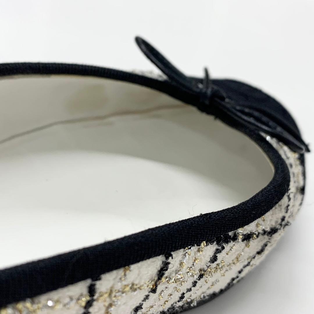 Chanel Ballerina CC Logo Tweed Fabric Ribbon Ballet Shoes — view 7