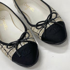 Chanel Ballerina CC Logo Tweed Fabric Ribbon Ballet Shoes — view 9