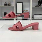 Hermes Oasis Leather Sandals Pink — view 2