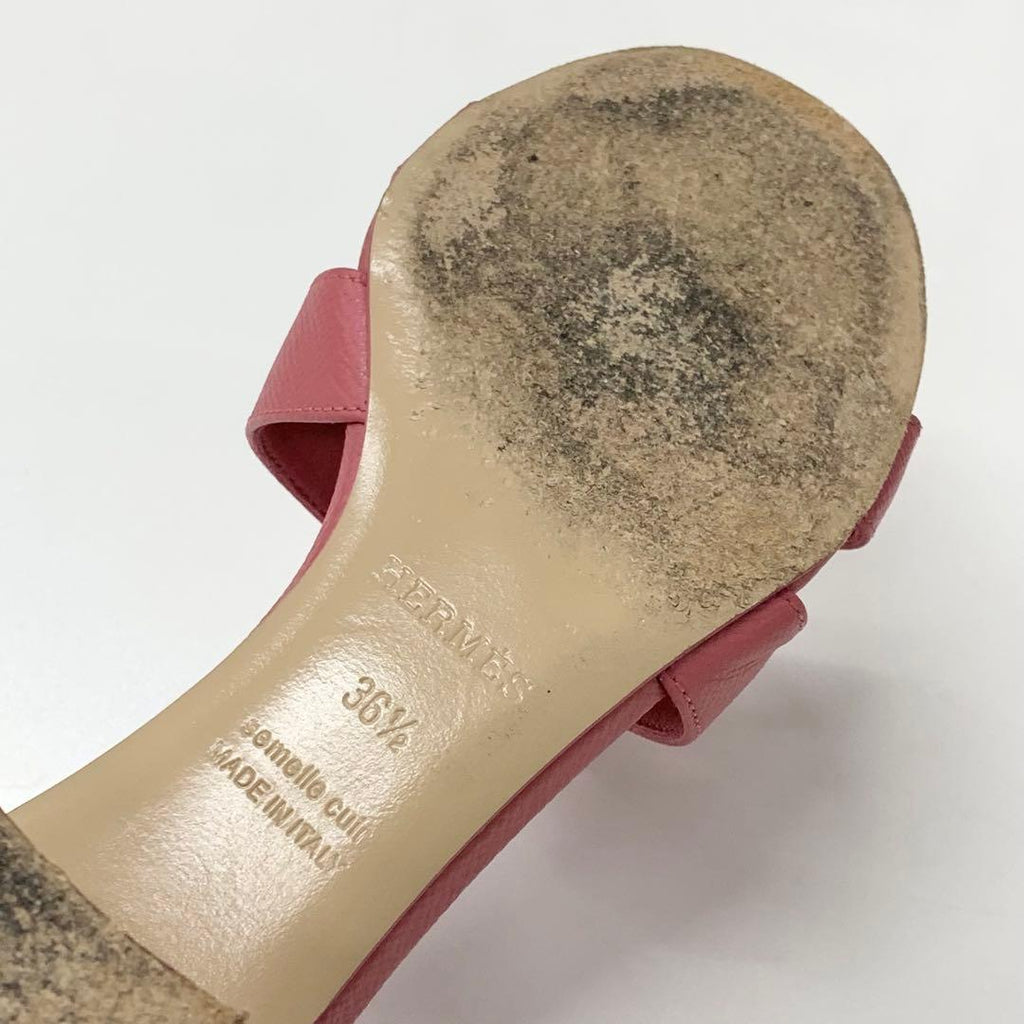 Hermes Oasis Leather Sandals Pink — view 9