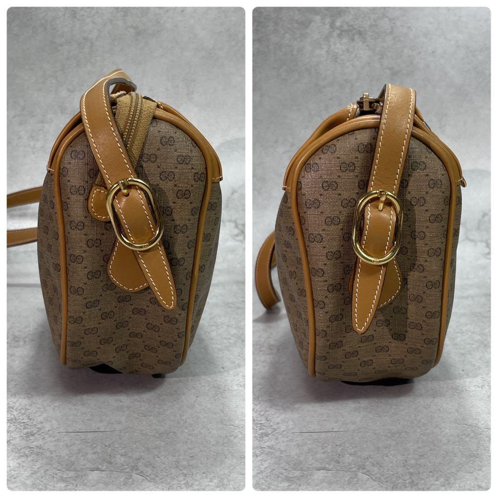 Gucci GG Shoulder Bag Brown Leather Logo Gold — view 6