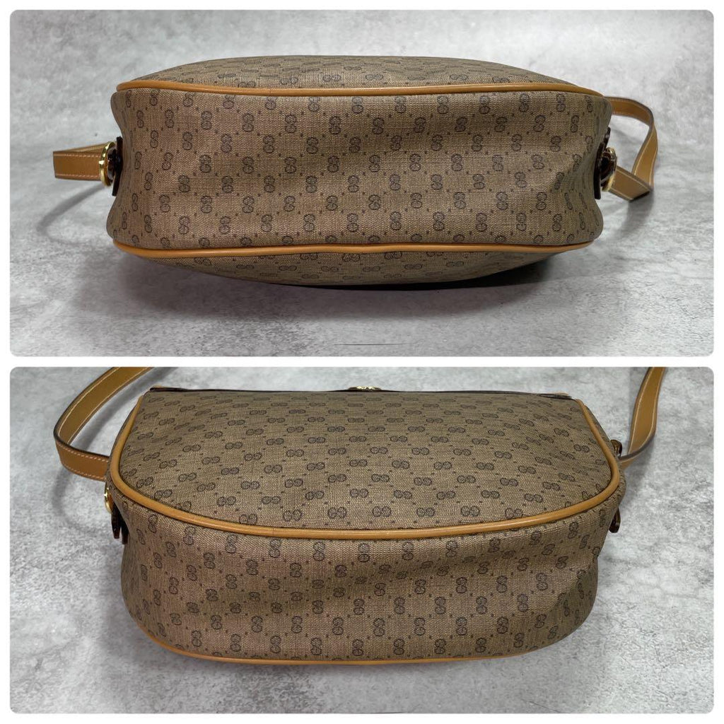 Gucci GG Shoulder Bag Brown Leather Logo Gold — view 7