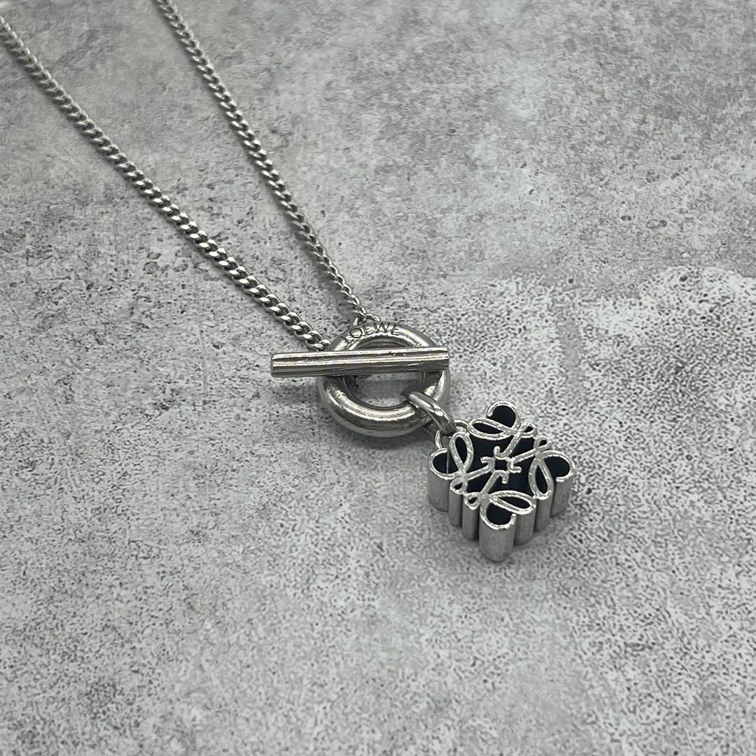Loewe Anagram Toggle Necklace Silver