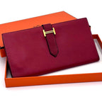 Hermes Bearn Soufflet Red Fold Wallet Bifold Leather
